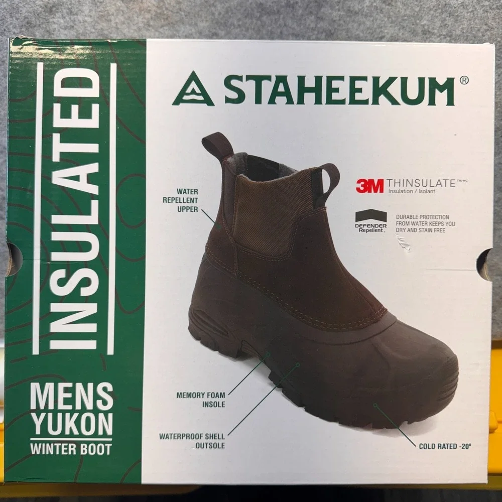 Staheekum Yukon Winter Boots Men's‎ Black Brown Round Toe Pull-On Waterproof  10